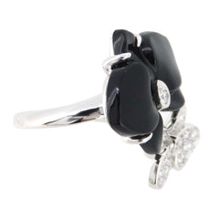 Cartier Caresse Dâ€™Orchidees Diamond Onyx White Gild Ring 5