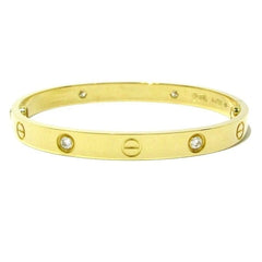Cartier 4P / Half Diamond 18KT Yellow Gold Love Bracelet #17