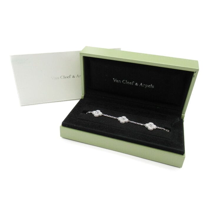 Van Cleef & Arpels Diamond-Paved Vintage Alhambra 18Kt White Gold Bracelet