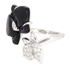 Cartier Caresse Dâ€™Orchidees Diamond Onyx White Gild Ring 5
