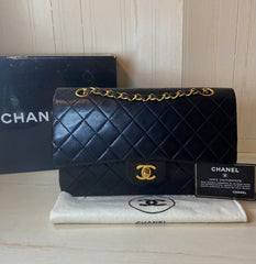 CHANEL Black Lambskin GHW Double Flap Bag