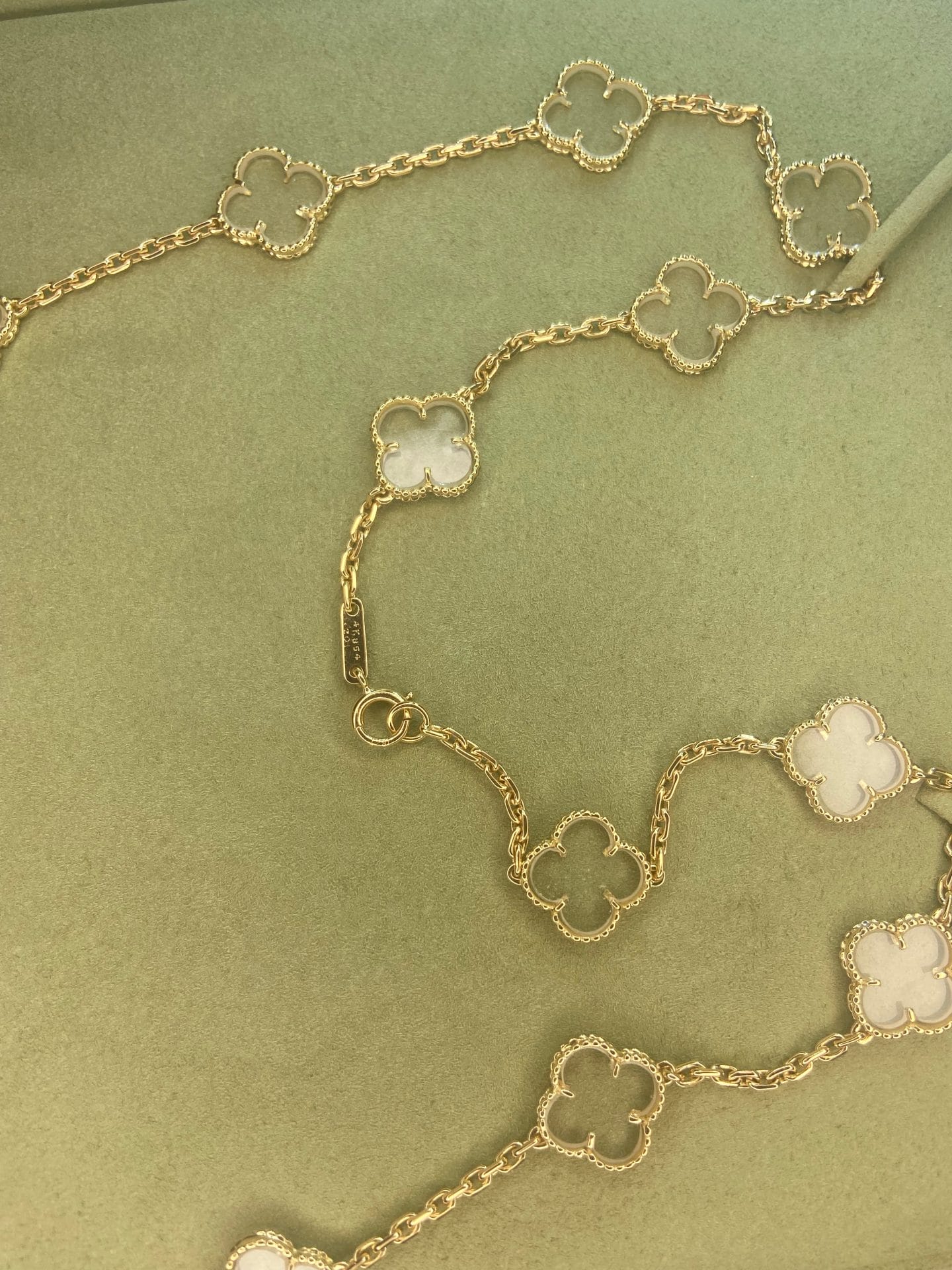 Van Cleef & Arpels Rock Crystal Vintage Alhambra 18KT Yellow Gold Necklace