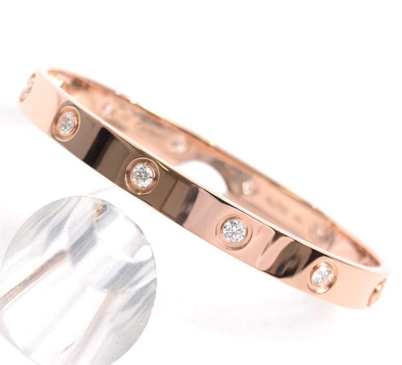 Cartier 10 Diamond 18KT Love Bracelet w/ Certificate, Size 16