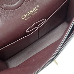 CHANEL Black Quilted Lambskin Double Flap 25 Shoulder Handbag