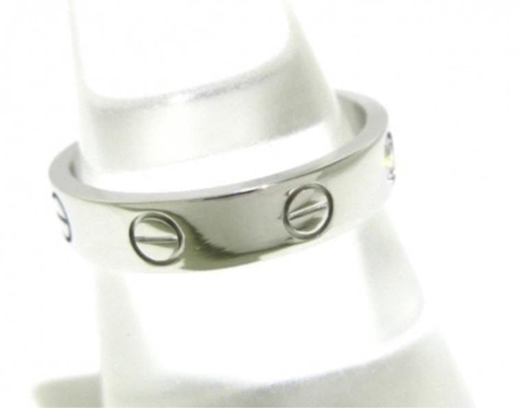 Cartier 1P Diamond Wedding 18KT White Gold Love Ring Size 54