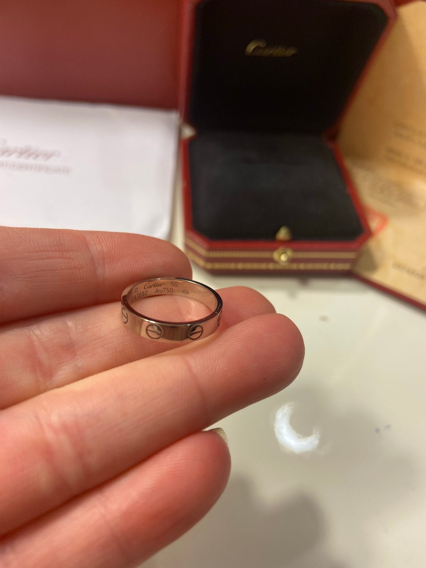 Cartier Mini Love Ring 18KT White Gold #50 / US 5