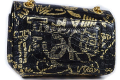 CHANEL Gold Graffiti Crocodile Embossed Mini 2.55 Reissue Classic Flap Bag
