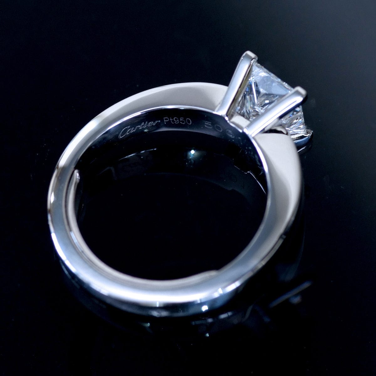 Rare Cartier 1.15ct E VS1 Princess Cut Diamond Engagement/ Wedding Ring
