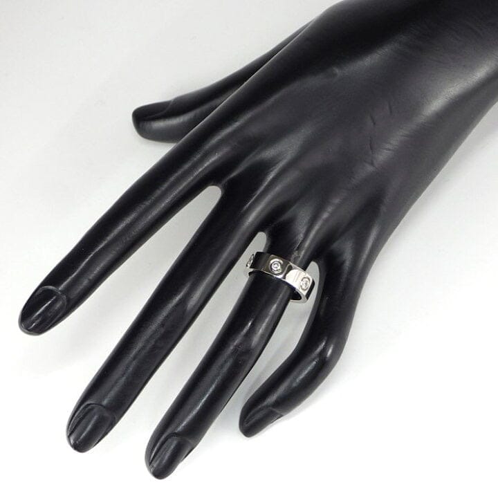 Cartier 6P Full Diamond 18KT White Gold Love Ring #51/ US 5.5