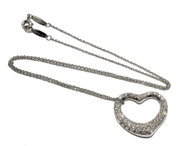 Tiffany & Co. Diamond Pt950 Elsa Peretti Heart Necklace