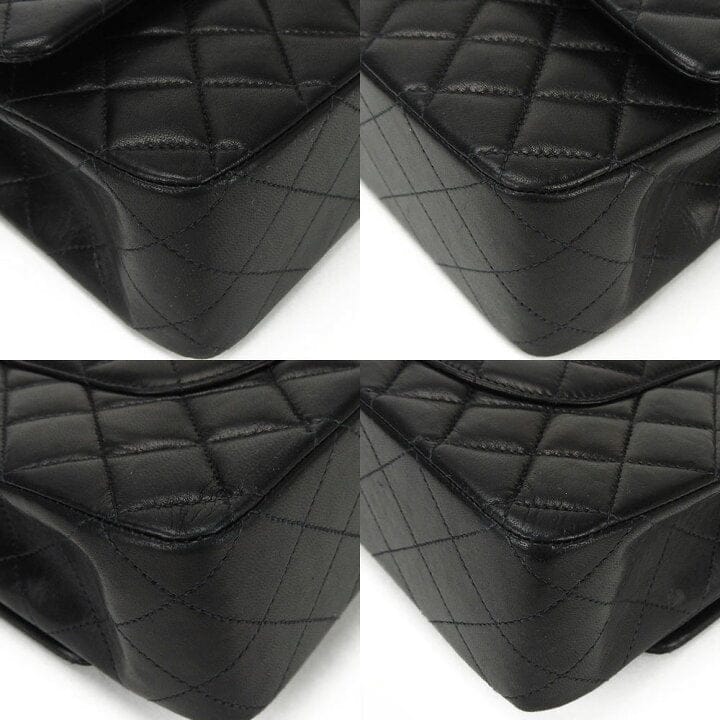Vintage CHANEL Black Lambskin Gold Hardware Medium Double Flap Bag