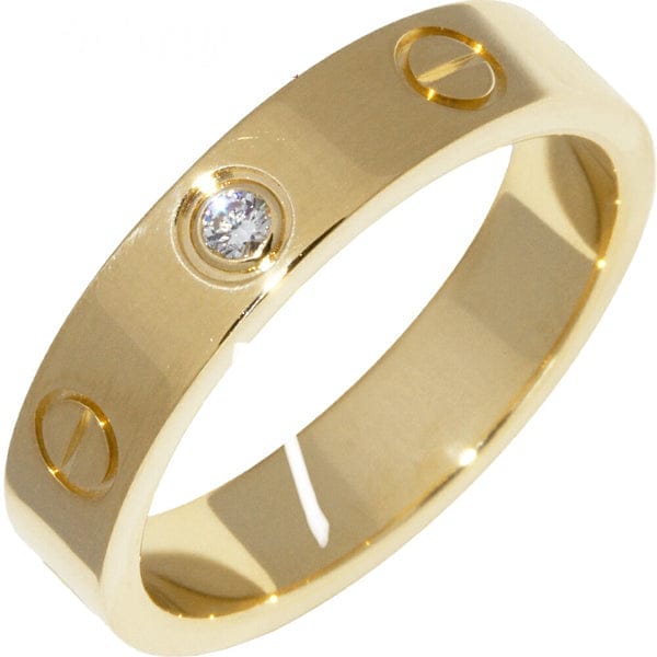 Cartier 1P Diamond Wedding Yellow Gold Love Ring Size 5