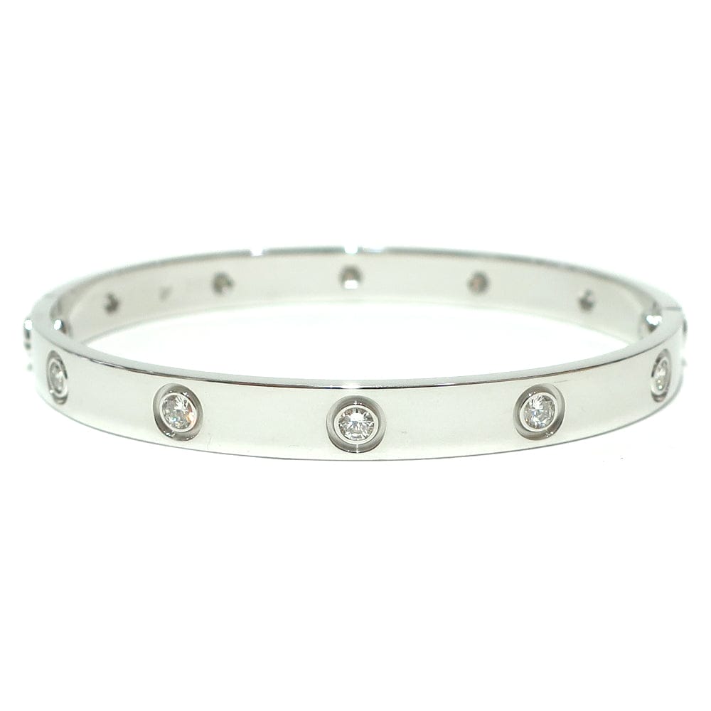 Cartier 10 Diamond 18KT White Gold Love Bracelet, Size 17 w/ Certificate