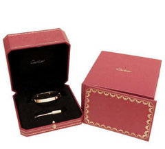 Cartier 4P Half Diamond 18KT Rose Gold Love Bracelet Size #16