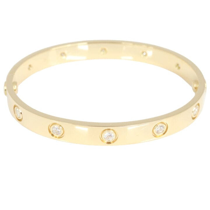 Cartier 10 Diamond Full 18KT Yellow Gold Love Bracelet Size 16