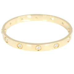 Cartier 10 Diamond Full 18KT Yellow Gold Love Bracelet Size 16