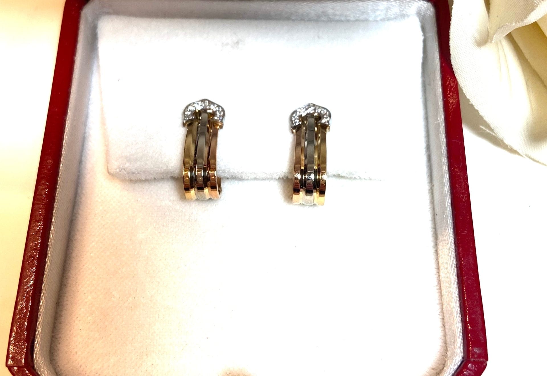 Cartier 2C de Cartier Logo Diamond 18KT Trinity Gold Earrings