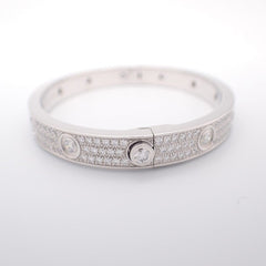 Cartier Full Diamond-Paved 18KT White Gold Love Bracelet, Size 16