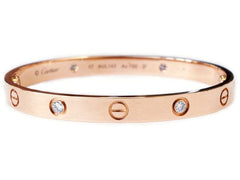 Cartier 4P Half Diamond 18KT Rose Gold #17 Love Bracelet