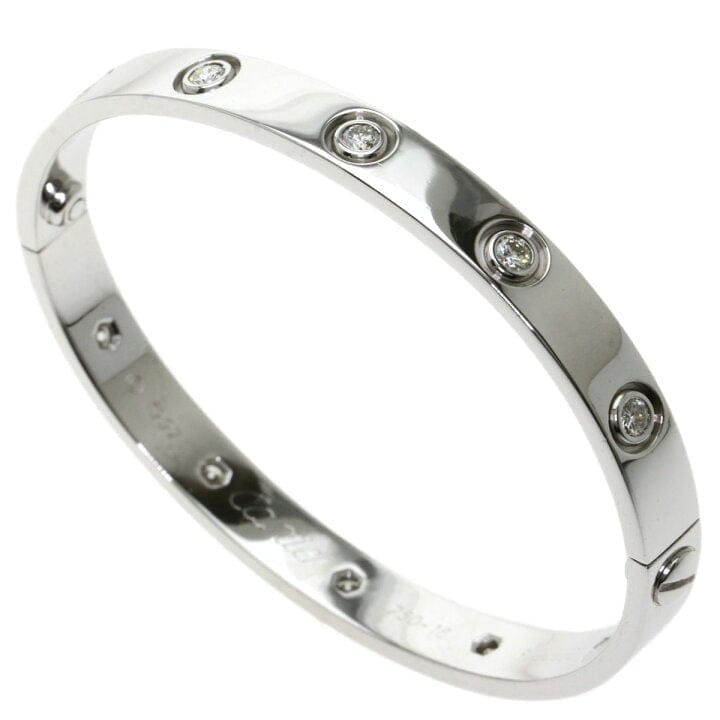 Cartier 10 Diamond 18KT White Gold Love Bracelet Size 16