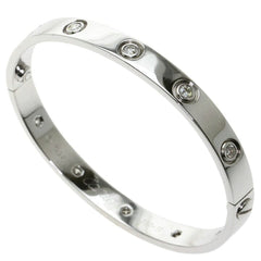 Cartier 10 Diamond 18KT White Gold Love Bracelet Size 16