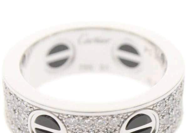 Cartier Diamond Paved Ceramic 18KT Gold Love Ring #51