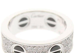 Cartier Diamond Paved Ceramic 18KT Gold Love Ring #51