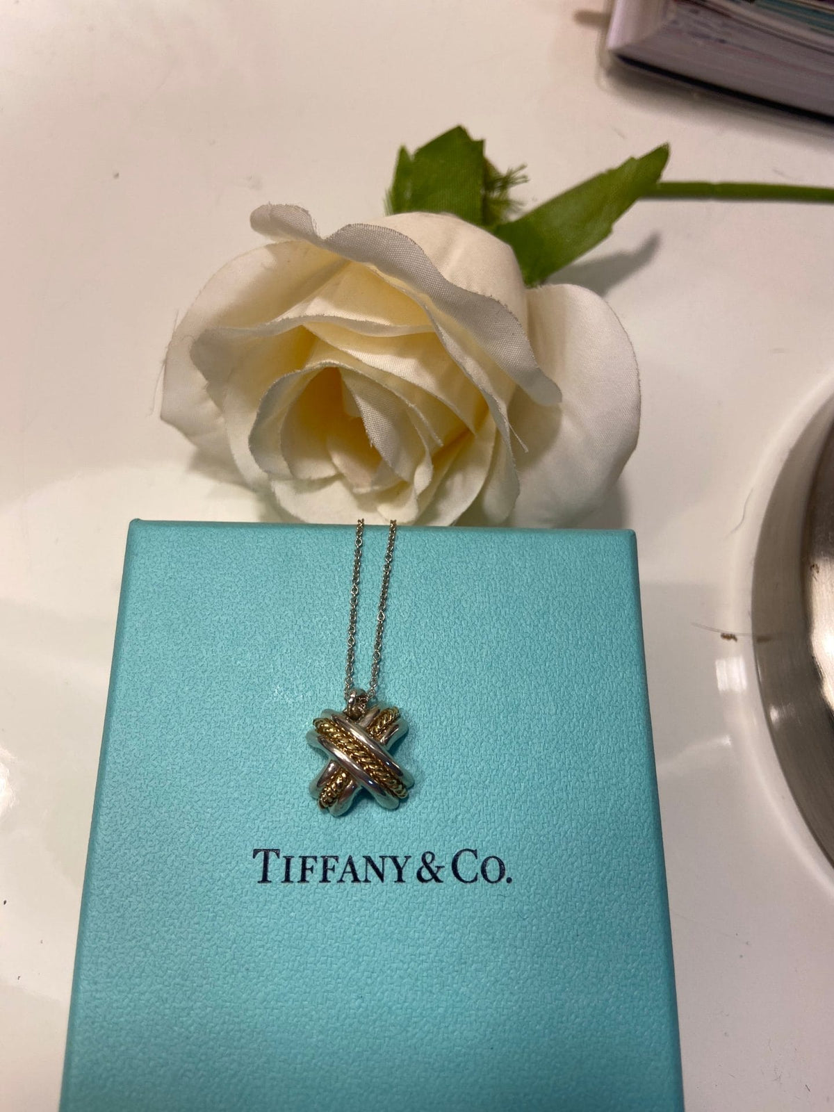Tiffany & Co. Signature X 18KT Gold & Sterling Silver Necklace