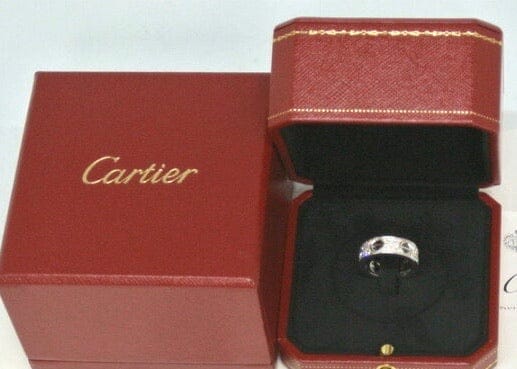 Cartier Diamond Ceramic White Gold Love Ring Size #50/ 5