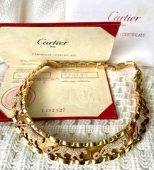Vintage Cartier Diamond-Paved Walking Panthere 18KT Gold Necklace