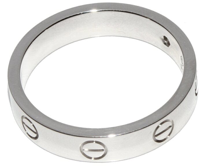 Cartier 1P Diamond Mini /Wedding 18Kt White Gold Love Ring #54/ US 7