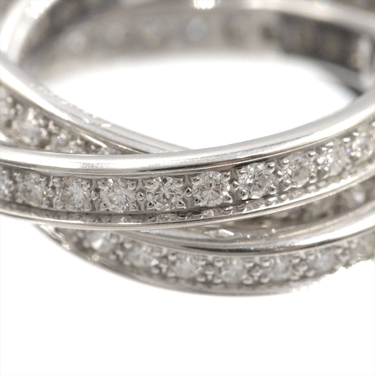 Cartier Diamond Trinity Rolling 18KT White Gold Ring Size #55/ US 7