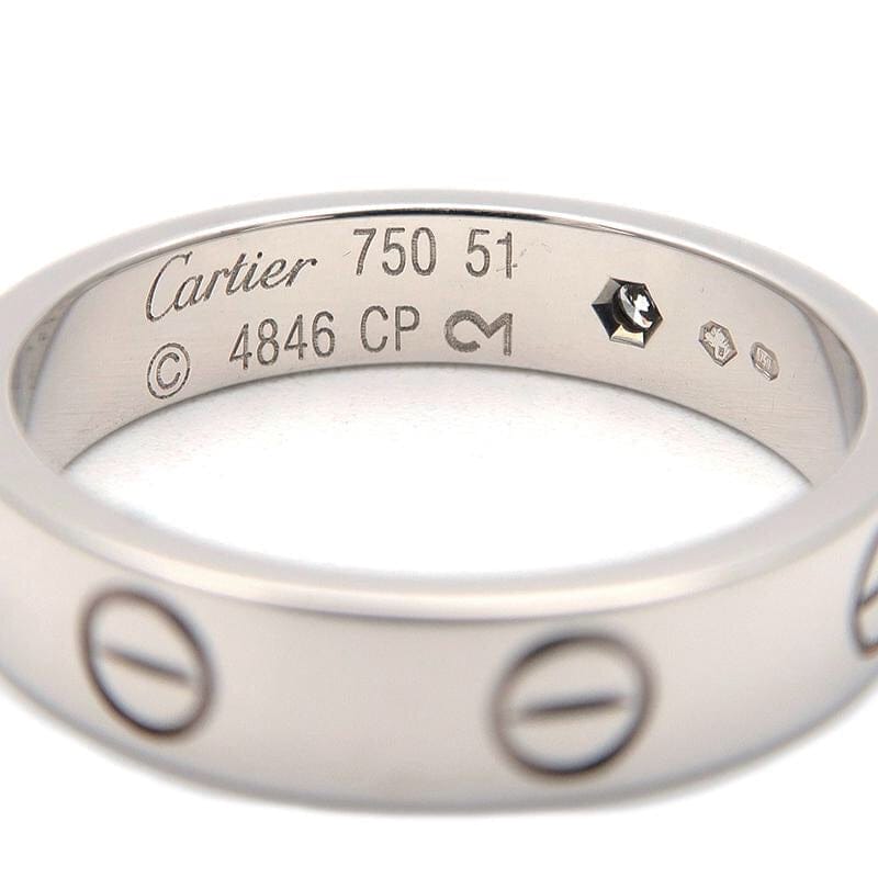Cartier Mini Love Ring 1P Diamond 18KT White Gold Size 51