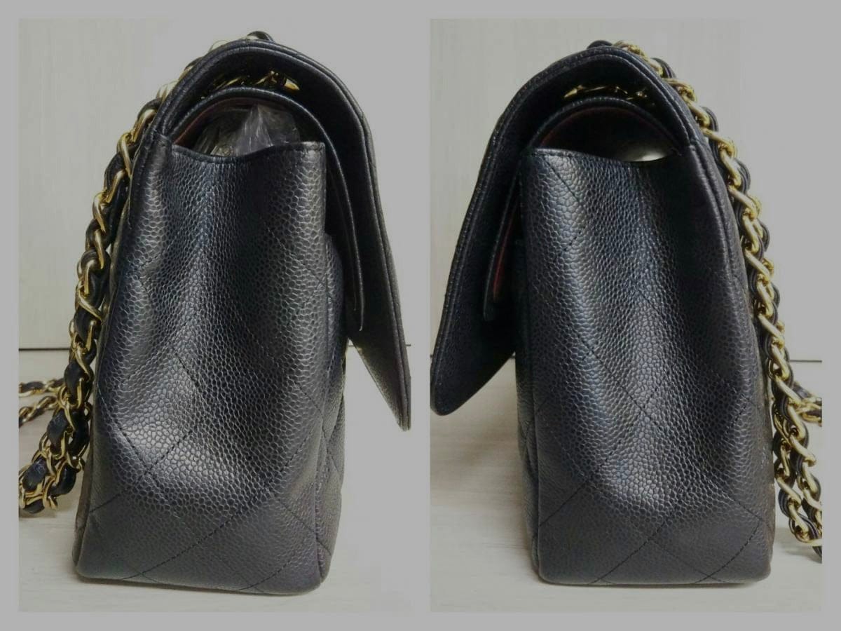 CHANEL Black Caviar Gold Hardware Jumbo 30cm Double Flap Bag