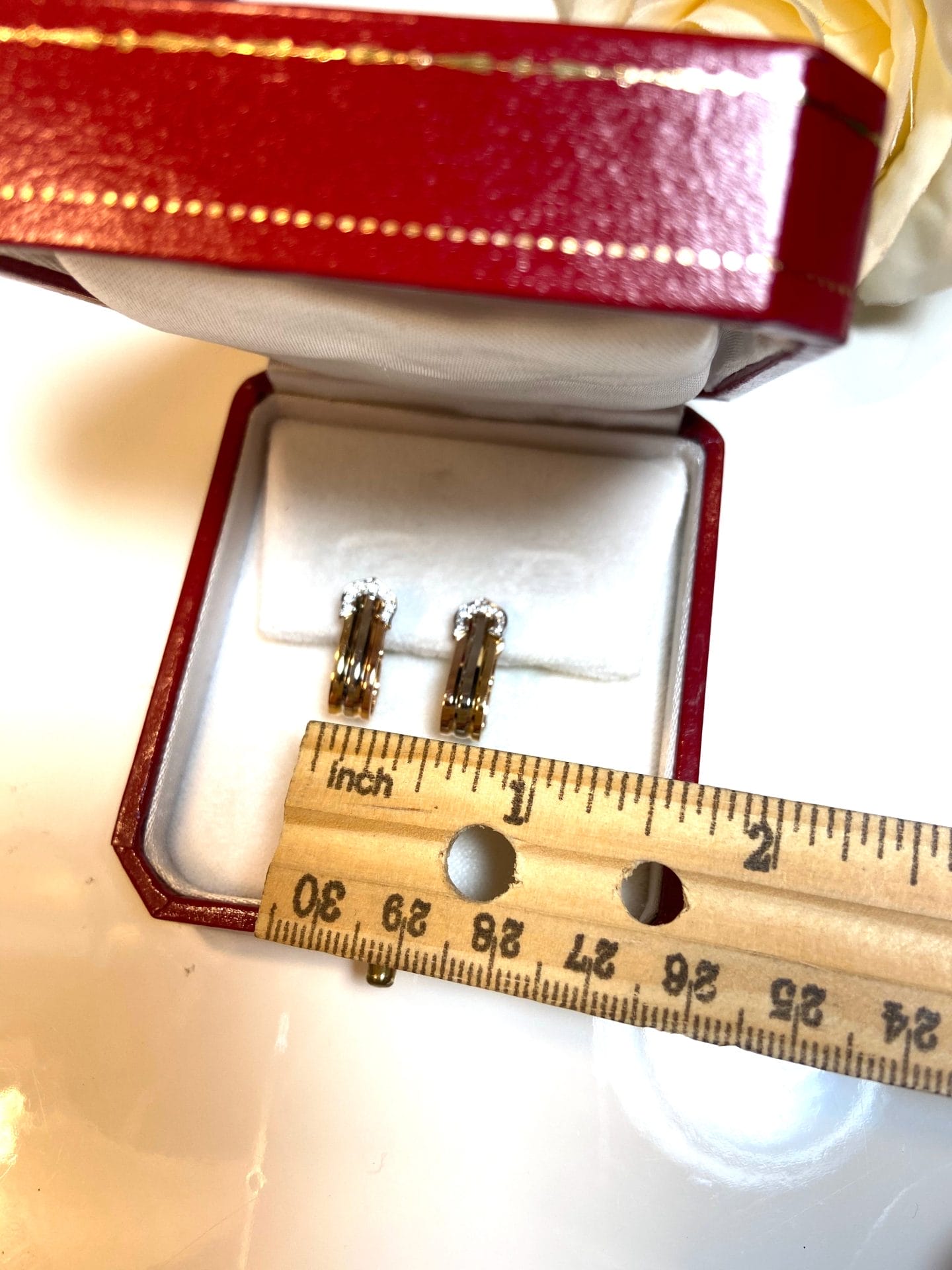 Cartier 2C de Cartier Logo Diamond 18KT Trinity Gold Earrings