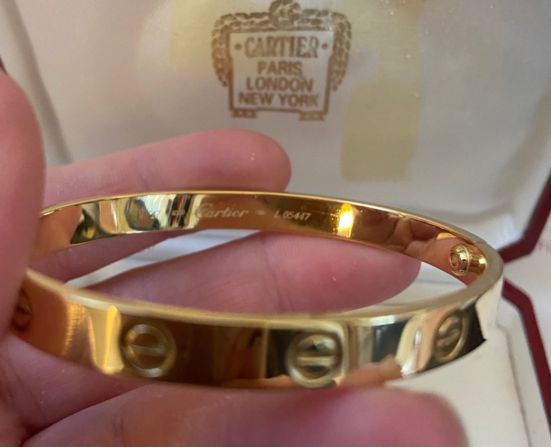 Cartier 18KT Yellow Gold Love Bracelet Size 17 w/Cert