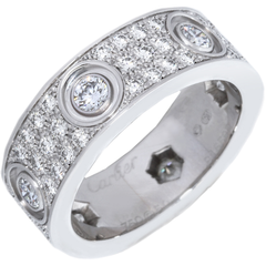 Cartier Full Diamond Paved 18KT White Gold Love Ring #50/ US 5