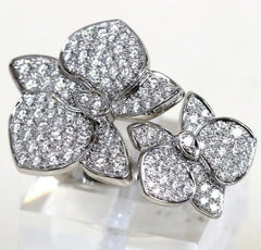 Cartier Caresse Dâ€™Orchidees Diamond-Paved 18KT White Gold Ring Size 52