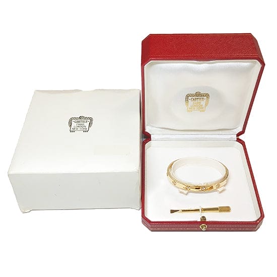 Cartier 10 Diamond 18KT Yellow Gold Love Bracelet Size 17