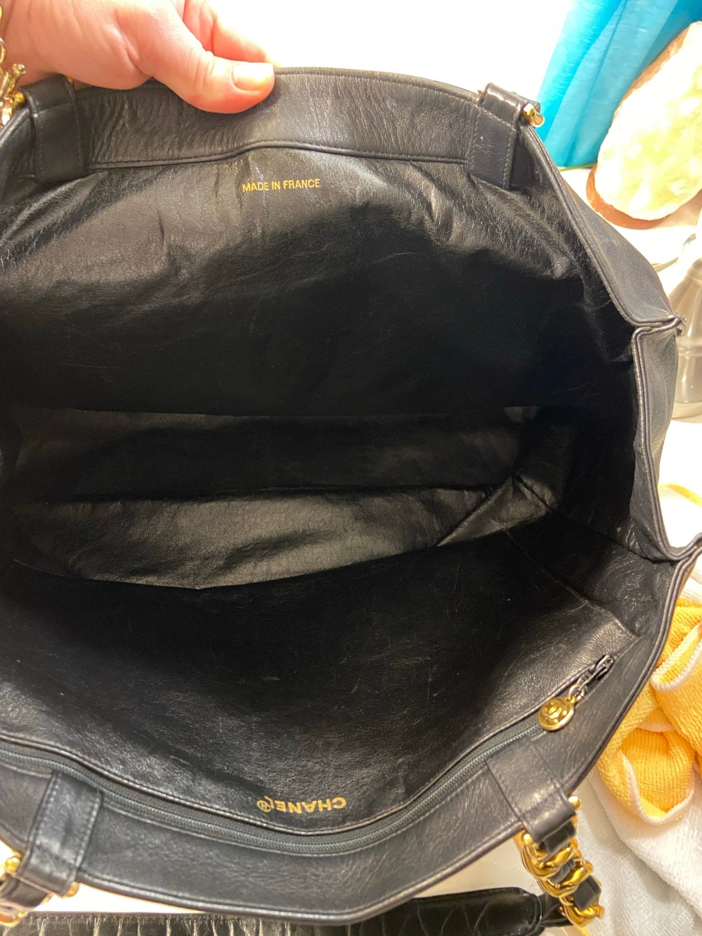 CHANEL XL Gold Hardware GST Tote Black Lambskin Bag
