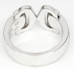Cartier C de Cartier Diamond Paved 18KT White Gold Double C Ring Size 5