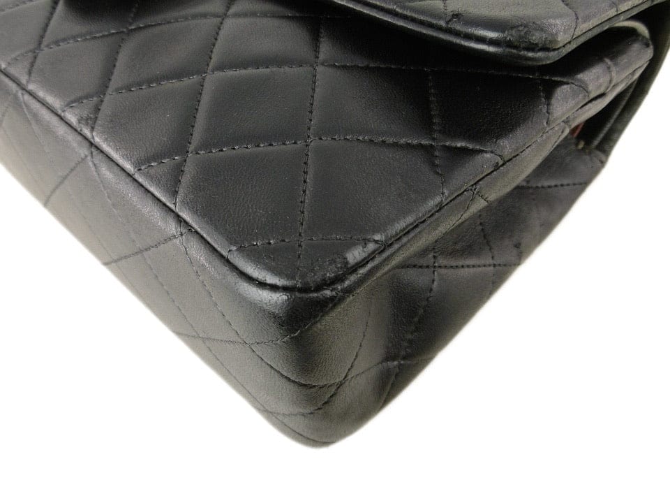 CHANEL Black Lambskin 25 Double Flap Gold Hardware Bag