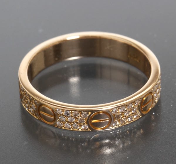 Cartier Diamond-Paved 18KT Rose Gold Love Ring, Size 56