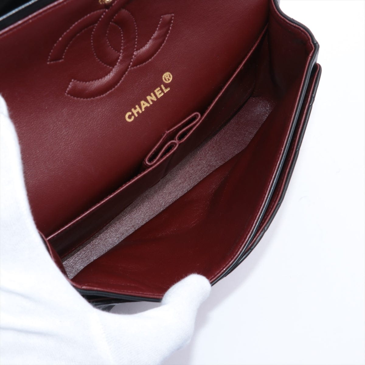 CHANEL Black Lambskin GHW Double Flap
