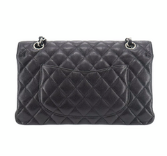CHANEL Black Caviar Leather Silver Hardware 25 Double Flap Handbag