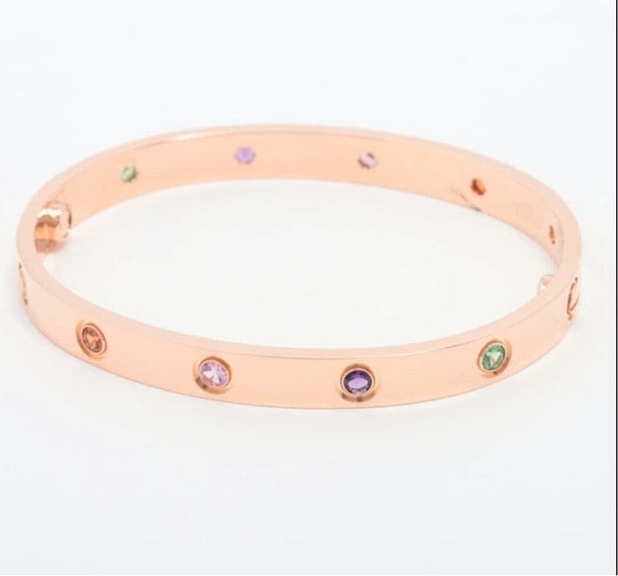 Cartier Rainbow Multi-Color Sapphire Love Bracelet, Size 17