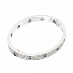 Cartier Diamond Black Ceramic 18KT White Gold Love Bracelet Size 18