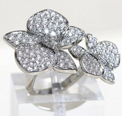 Cartier Caresse Dâ€™Orchidees Diamond-Paved 18KT White Gold Ring Size 52