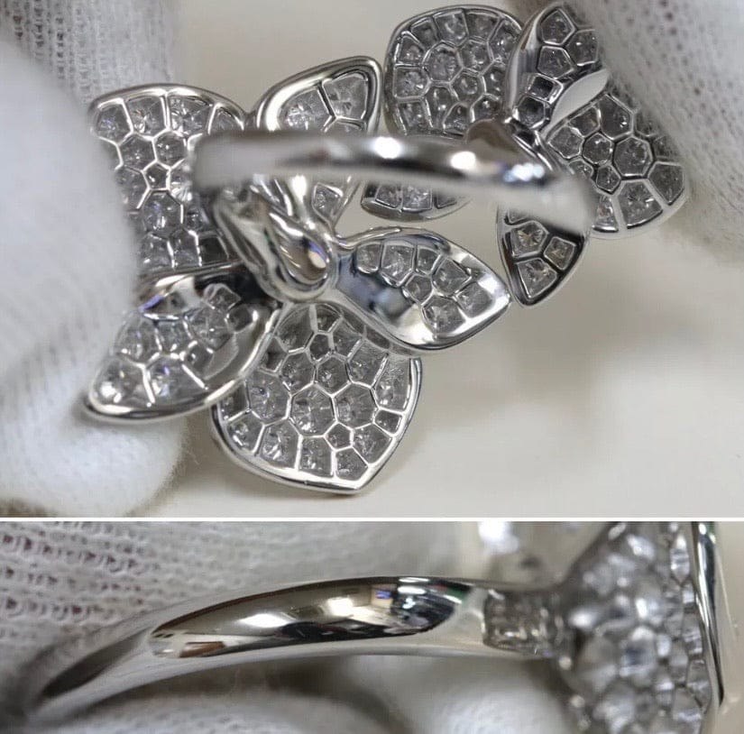 Cartier Caresse Dâ€™Orchidees Diamond-Paved 18KT White Gold Ring Size 52