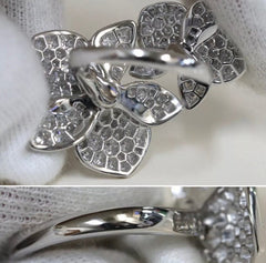 Cartier Caresse Dâ€™Orchidees Diamond-Paved 18KT White Gold Ring Size 52